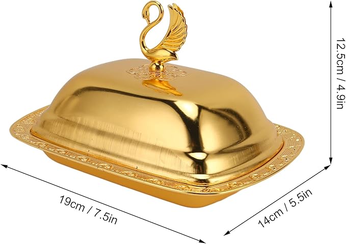 Gold Serving Tray, European Style Elegant Serving Platter Small Storage Fruit Tray, Eating Trays Metal Fruit Plate Table Decoration with Lid for Snacks Candies Desserts