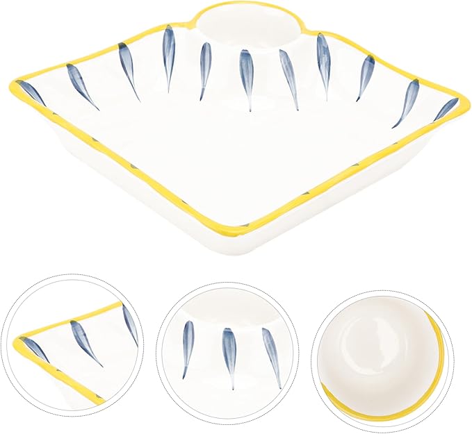 PRETYZOOM Ceramic Plate Dipping Saucer Food Service Dish Hot Pot Serving Plate for Party