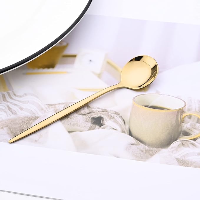 40 Pcs Mirror Polish Silverware Set, Large Set 18/10 Stainless Steel Flatware Cutlery Set For Home Daily Use/Wedding Party/Restaurant, Utensils Set Service For 10 (Gold)