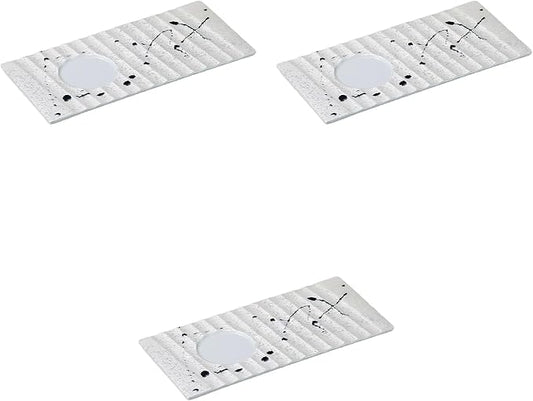 Set of 3 Black Skipping Raster Celadon Oblong Appetizer Plate, 10.6 x 4.9 x 0.6 inches (26.8 x 12.4 x 1.5 cm), Long Square Plate, Medium Setomonohonpo