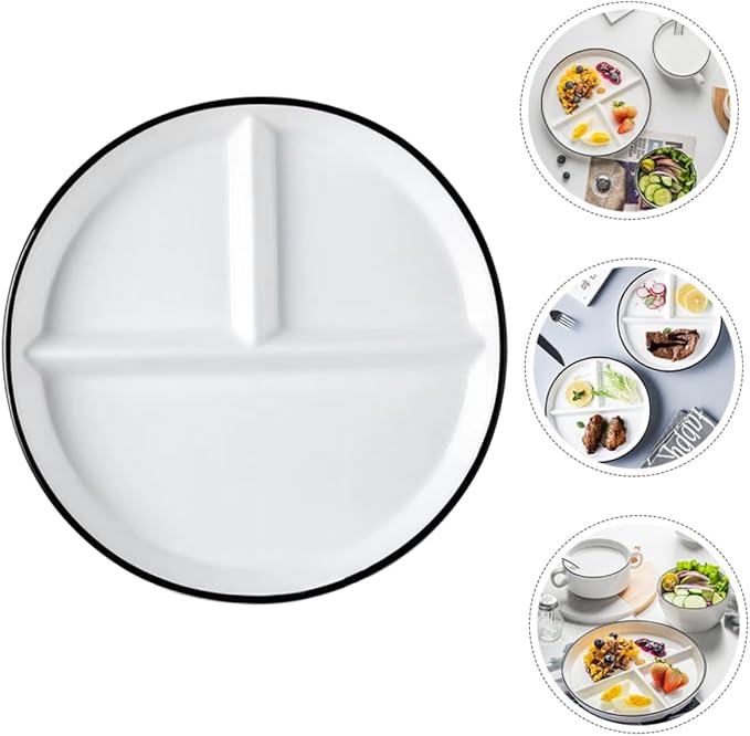 ABOOFAN Ceramic Divided Plate for Adults Stylish Food Tray with Rim Multi Functional Dish for Salads Desserts and Appetizers for Home Parties and Picnics