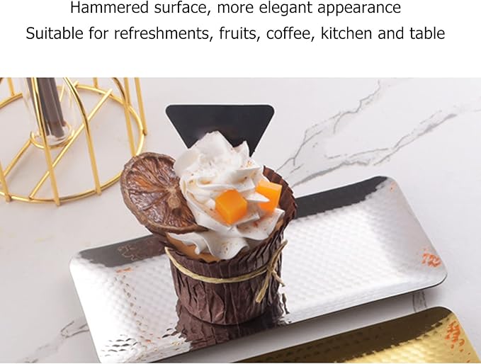 Fdit 25x11cm Towel Hammering Trays,Stainless Steel Multipurpose Dishwasher Dessert Tray That Suitable for Family Restaurant Use (Silver)