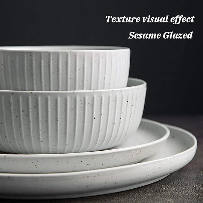Dinnerware Set Dinner Party Tableware Service Set Creativity Porcelain Dinnerware Sets, White Vintage Matte Cereals Bowls and Steak Plates Sets | Ceramics Dinner Combination Set