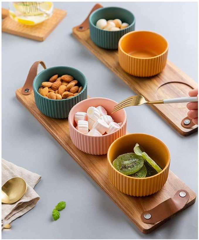 Dinner Plates/Appetizer Plates Ceramic Frosted Glazed Snack Tray Snack Fruit Candy Tray and Tray Snack Seasoning Tray Division Plate