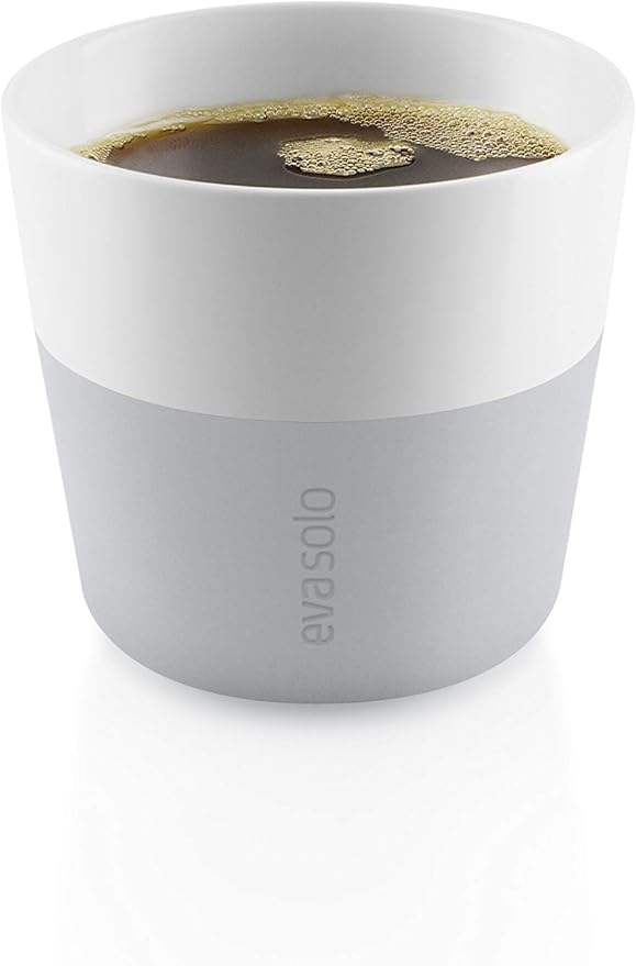 Eva Solo | 2 Lungo Tumbler Mugs | 8 oz Porcelain Coffee Cup Tumblers with Silicone-coated Grip for a secure grip | Dishwasher Safe | Danish Design, Functionality & Quality | Marble grey