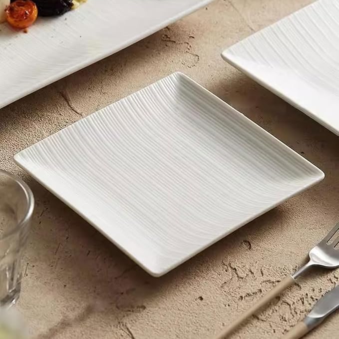 SONGCHAO Party Supplies White Porcelain Square Dinner Plate Home Kitchen Salad Plate Restaurant Western Food Plate Appetizer Plate Party Plates (Color : 8.2in)