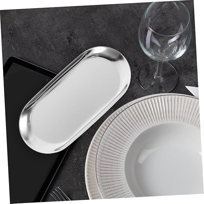 Cabilock 2pcs Stainless Steel Tip Tray for Easy Tip Collection Decorative Serving Tray for Bartenders and Waitstaff Storage Dish for Jewelry and Towel Display