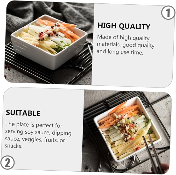Amosfun 2Pcs Ceramic Sauce Plate Versatile Dishes for Condiments Dipping and Snacks Non Slip Design High Thermal Stability for Parties Banquets and Weddings