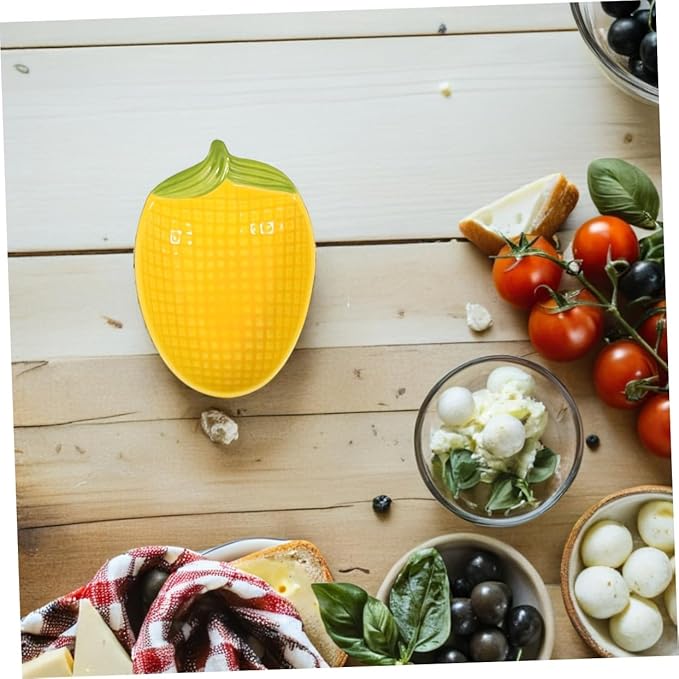 2pcs Corn Shape Ceramic Salad Plate Dipping Sauce Bowl Dessert Serving Trays Appetizer Dishes for Parties Decorative