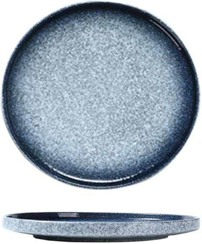 Japanese solid color household simple and exquisite underglaze ceramic plate -10-inch steak plate (Lan Yun)