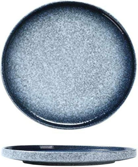 Japanese solid color household simple and exquisite underglaze ceramic plate -10-inch steak plate (Lan Yun)