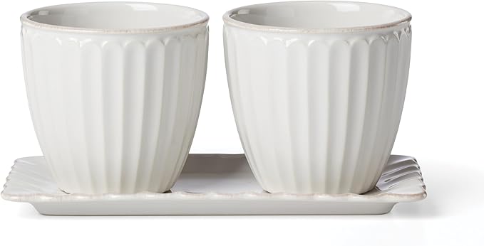 Lenox 896914 French Perle Scallop 3-Piece Herb Pots & Tray Set