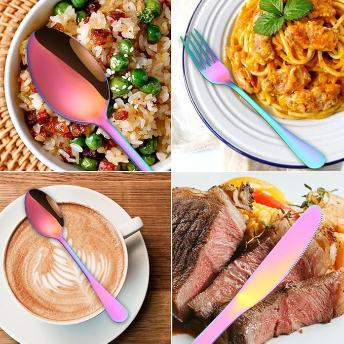 Stainless Steel Flatware Serving Set,Home Kitchen Eating Tableware Set,Dishwasher Safe,for Home Kitchen Restaurant Hote 36-Piece Stainless Steel Knife, Fork and Spoon Steak Knife, Fork and Spoon Gift