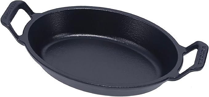 Victoria Mini Oval Cast Iron Casserole Dish, Preseasoned Baking Dish for Appetizers, Side Dishes, Soufflés, and Single Servings, Made in Colombia