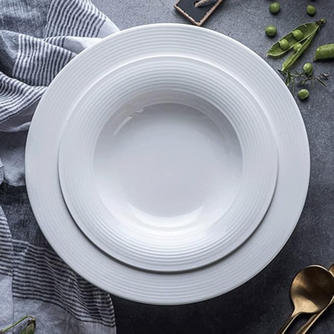 Dining Plate A Simple Ceramic Round Dinner Plate, Suitable for Pasta, Salad, Western Food,
