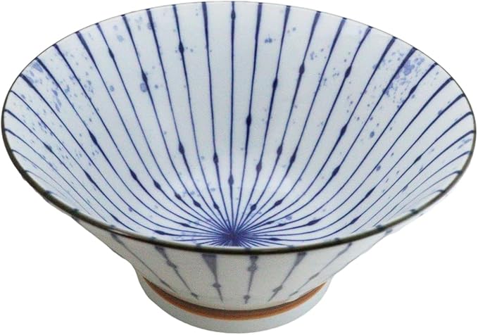 Ebros Gift Artistic Blue Waves Fubuki Tokusa Made In Japan Dinnerware Serveware Kitchenware Set Asian Japanese Restaurant Supply (Pack Of 6 Medium 38oz Ramen Soup Donburi Rice Salad Bowls)