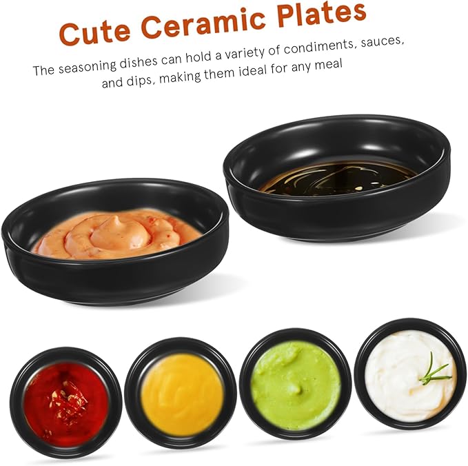 VOSAREA 6pcs Ceramic Sauce Dishes Japanese Appetizer Plates for Sushi Versatile Condiment Bowls Elegant Design for Dipping Sauces for Family Meals and Restaurants