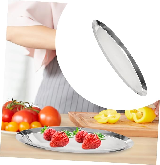 GLEAVI Stainless Steel Serving Trays Food Display Platter Extra Tiered Snack Tray Handles