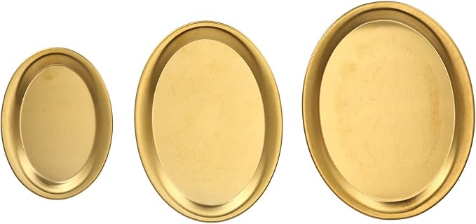 Dessert Tray, 3pcs Stainless Steel Dessert Tray Mirror Polishing Process Snack Jewelry Display Tray Serving Tray for Home Cafe (Gold)