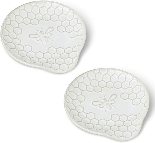 GDCZ Ceramic Dessert Plates, 5.2 Inch Mini Dinner Plates, Dinner Dishes for Cake, Waffle, Snacks Side, Microwave, Oven and Dishwasher Safe, Set of 2 (White)