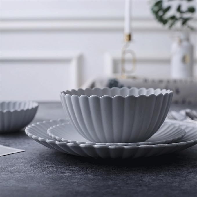 Dessert Plates Simple White Ceramic Dinner Plate Restaurant Fruit Snack Bread Dessert Kitchen Tableware Dinner Tableware(20cm)