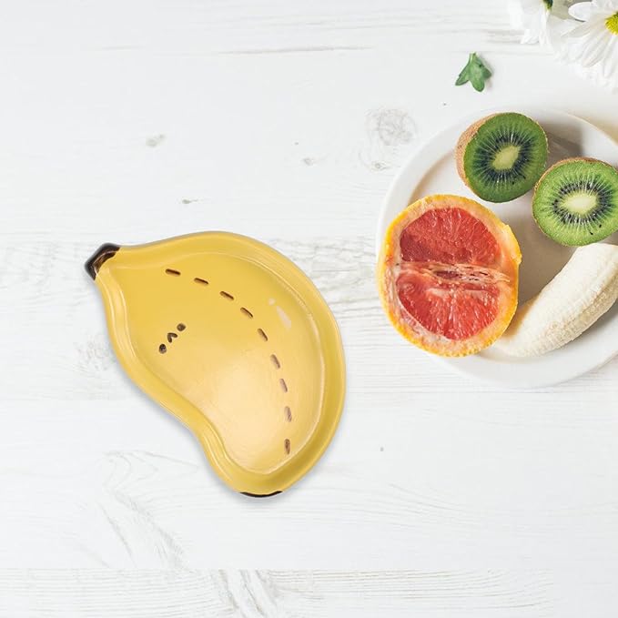 COHEALI Creative Cute Banana-shaped Ceramic Serving Plate for Fruit and Snacks Hand-painted Dish for Sauces and Appetizers Stylish Platter for Home Kitchen Use
