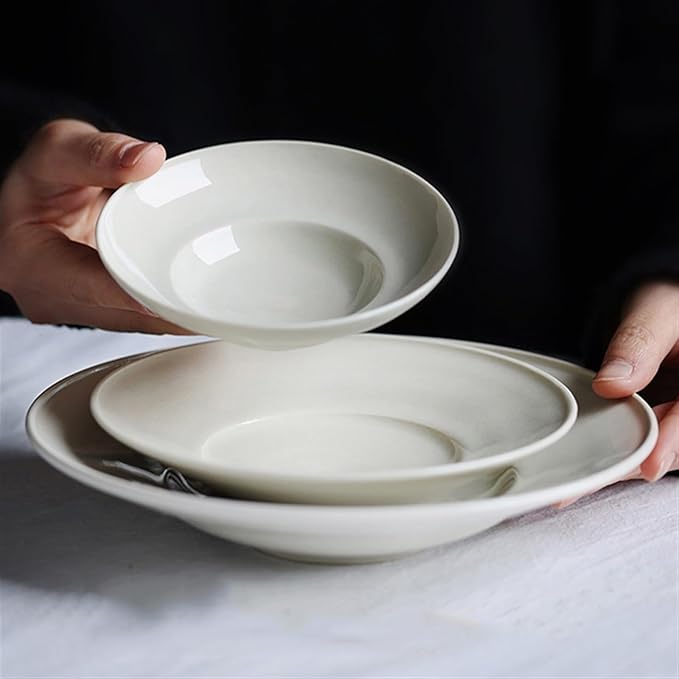 SONGCHAO Party Supplies Dinner Plate Ceramic Tableware Home Kitchen Restaurant Breakfast Plate Fruit Plate Salad Plate Dessert Plate Party Plates (Color : A, Size : Medium)