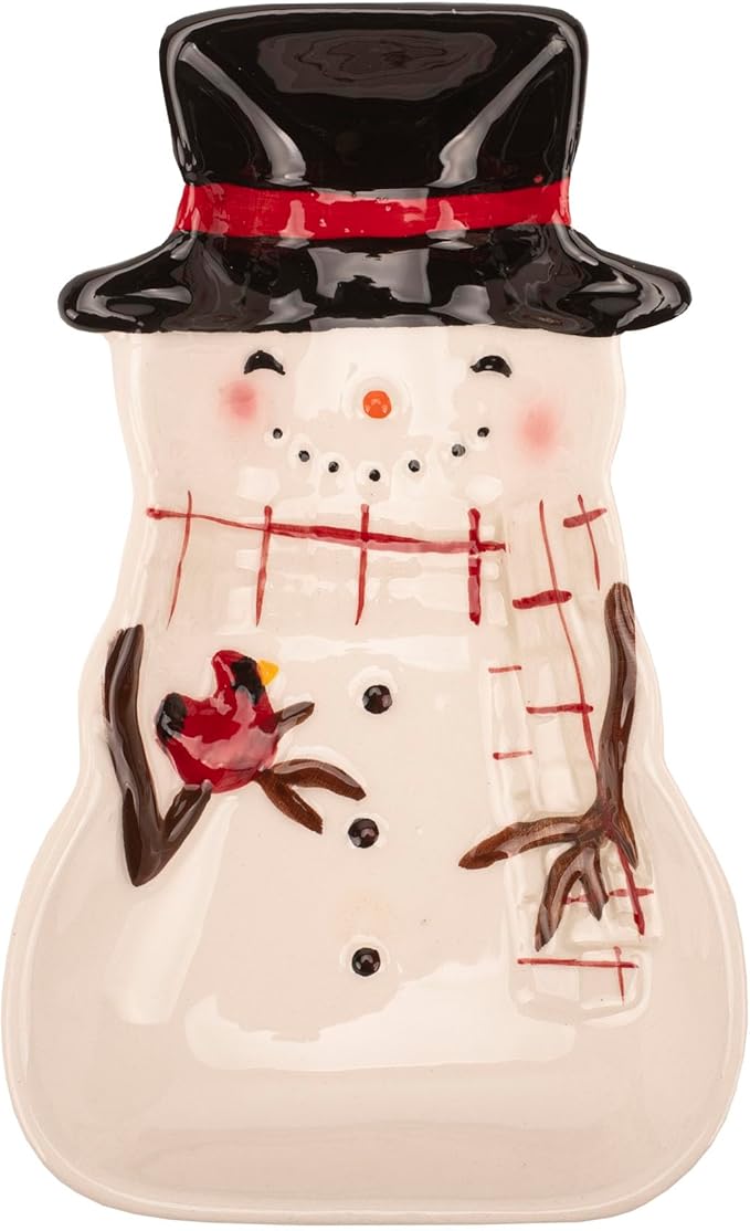 GCA International Decorative Christmas Plate 4 x 7 Inch Ceramic Snowman
