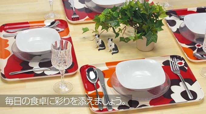 Tatsu Craft NR Luncheon Tray, Large, Wood Grain, Natural, Non-slip, Microwave Safe Tray, Fashionable Plastic, Large and Small, Non-slip, Non-slip, Square, Rectangle, Interior, Woodgrain Pattern,