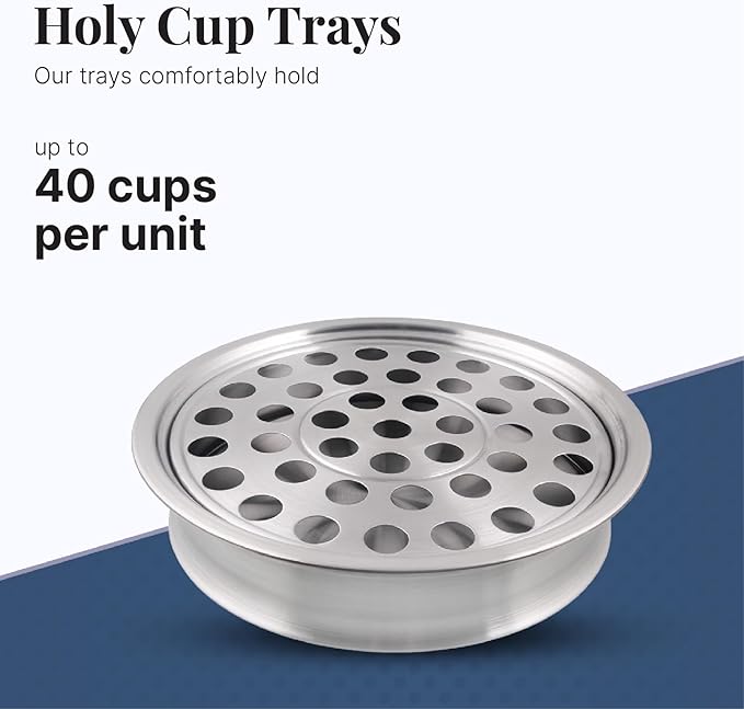 Communion Ware | Communion Tray | Holy Stackable Cup Tray for Churches | Communions Supplies | Portable Communions Trays with 40 Holes Disk | Stainless Steel - Satin (Matte) Finish