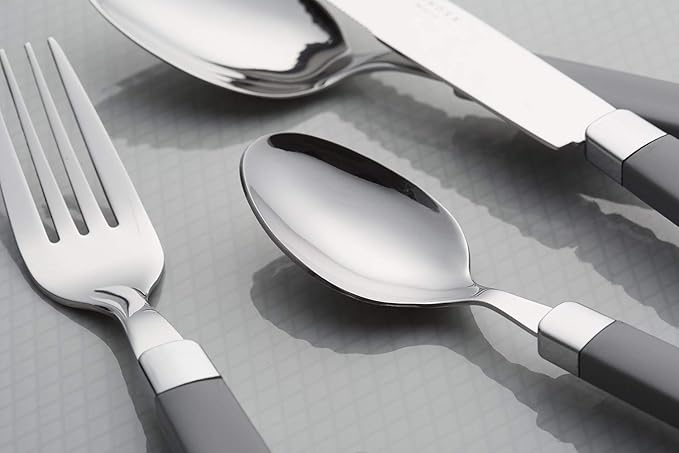 ANNOVA Silverware Set Stainless Steel Colorful Tableware Kitchen Flatware Set Utensils, Includes Dinner Knives, Forks, Spoons, Salad Forks & Dessert Spoons (Gray, 20 Pieces)