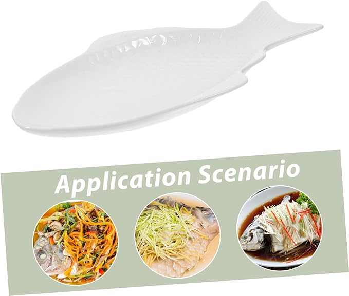 Zerodeko Ceramic Fish Shaped Platter for Serving Snacks Unique Design for Home and Restaurant Creative Tableware for Appetizers Fruits and Seafood Dishes
