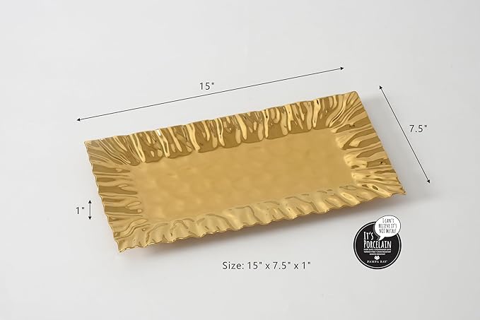 Pampa Bay Mascali D'oro Rectangular Tray, 15" x 7.5" x 1"