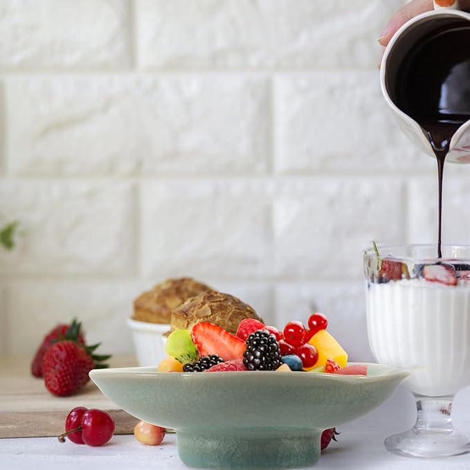 Elegant Pattern Ceramic Plate Dessert Appetizer Serving Smooth Surface for Home Restaurant