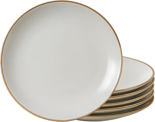 Ceramic Dinner Round Plates 6-Piece 10.28" Dinnerware Set, Large Round Plates, Serving Dishes, Chip and Scratch Resistant, Microwave Oven Dishwasher Safe, Vanilla White, Christmas Housewarming Gift