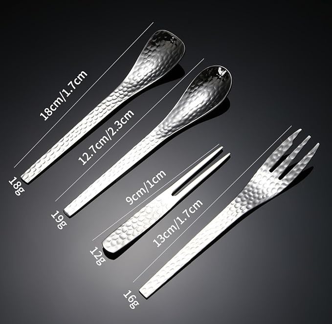 Stainless Steel Flatware serving set,Home Kitchen Eating Tableware Set,Dishwasher Safe,For Home Kitchen Restaurant Hote 1/4/6/8/10/12 Pieces 304 Stainless Steel Dessert Fork Ice Cream Fork Hammered Ca