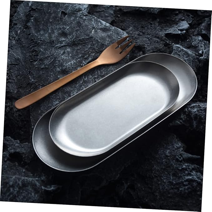 304 Stainless Steel Dinner Plate Set Silver Trays for Serving Chip Dip Serving Platter Vintage Plates for Eating