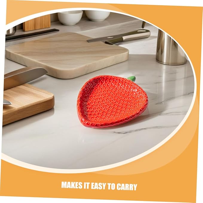 Cabilock Strawberry Shaped Ceramic Snack Plate Charming Porcelain Appetizer Dish for Sushi Pastries and Desserts Decorative Dessert Tray for Home Gatherings and Outdoor Picnics