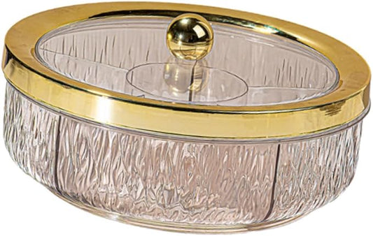 Serving Tray Container Rotating Snack Plate Dried Nuts Platter for Kitchen Entertaining, golden ball