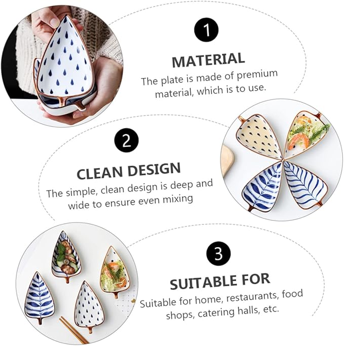 Cabilock 3pcs Food Serving Plate Sauce Dipping Dishes Seasoning Dish Snack Food Plates Random Style