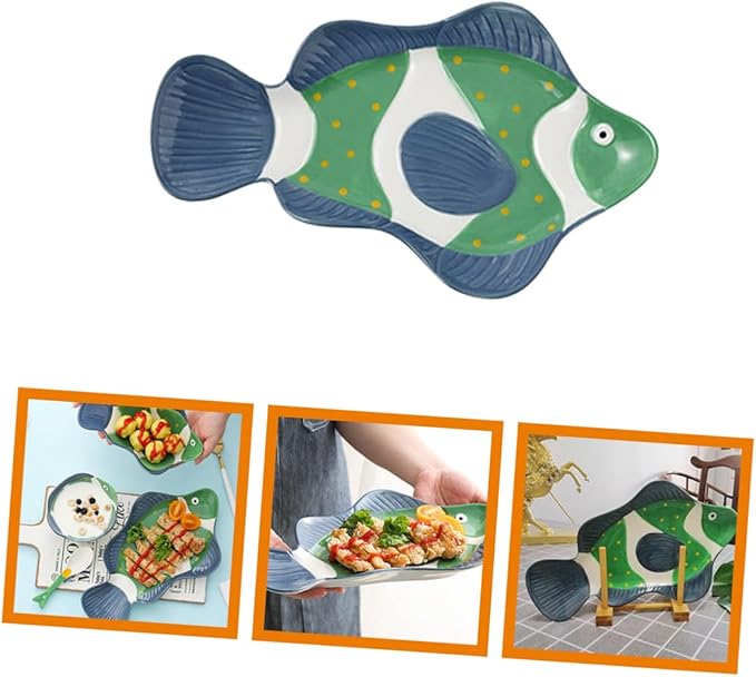 ABOOFAN Ceramic Fish Serving Plate Fish Shaped Dish for Sushi Sashimi and Appetizers Design for Home Restaurants and Parties Easy to Clean