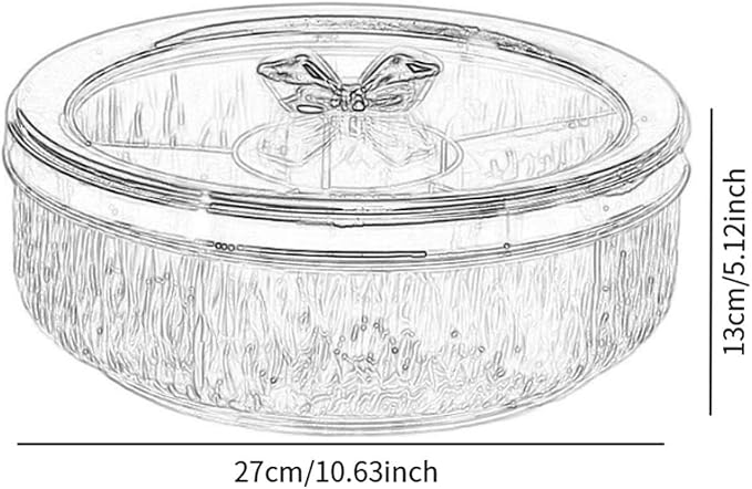 Serving Tray Container Rotating Snack Plate Dried Nuts Platter for Kitchen Entertaining, silver Bow