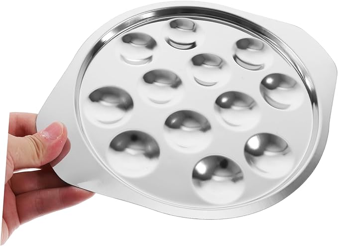 LIFKOME 1set Escargot Plate Compartments Snail Mushroom Serving Tray Food Grade Stainless Steel for Seafood Snails and Appetizers
