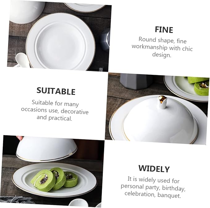 OUNONA Household Ceramic Plate Lid Dinner Plate Smooth Edges for Versatile Use