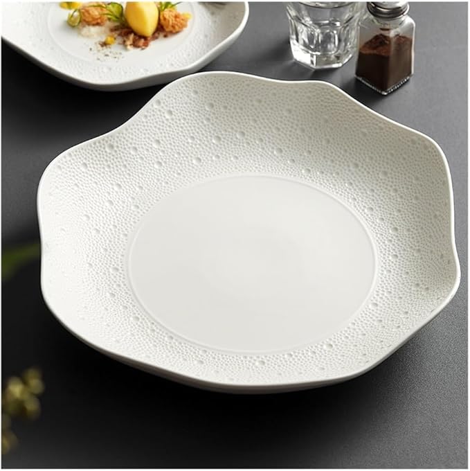 Dinner Plates, Household Vegetable Plate Simple Ceramic Tableware Salad Dessert Large Bowl Noodle Soup Bowl Tableware(8inches)