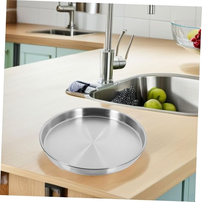 Round Stainless Steel Serving Plate Dinner Tray for Sushi Steak and Snacks Versatile Kitchenware for Home and Commercial Use Capacity Design