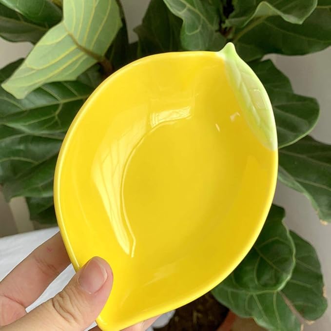 Ceramic Appetizer Plate Fruit Shape Plate Dessert Plate Salad Pasta Bowls Food Serving Tray for Fruit Cheese Dessert Snack-Yellow