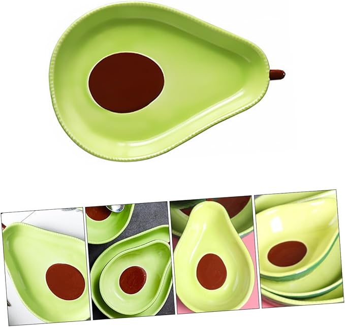 Avocado Shape Ceramic Plate Medium Crack Resistant Fruit Serving Platter Appetizer Dish for Parties Family Gatherings Weddings Lightweight Food Container