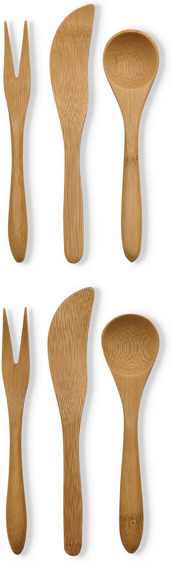HIC Kitchen Reusable Charcuterie Serving Tools, Burnished Bamboo, 6-Piece Set