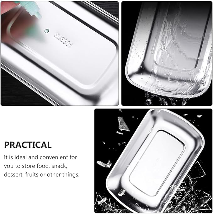 BESPORTBLE 304 Stainless Steel Tray Large Fruit Snack Serving Tray Food Holder Hotel Towel Dish for Kitchen and Dining